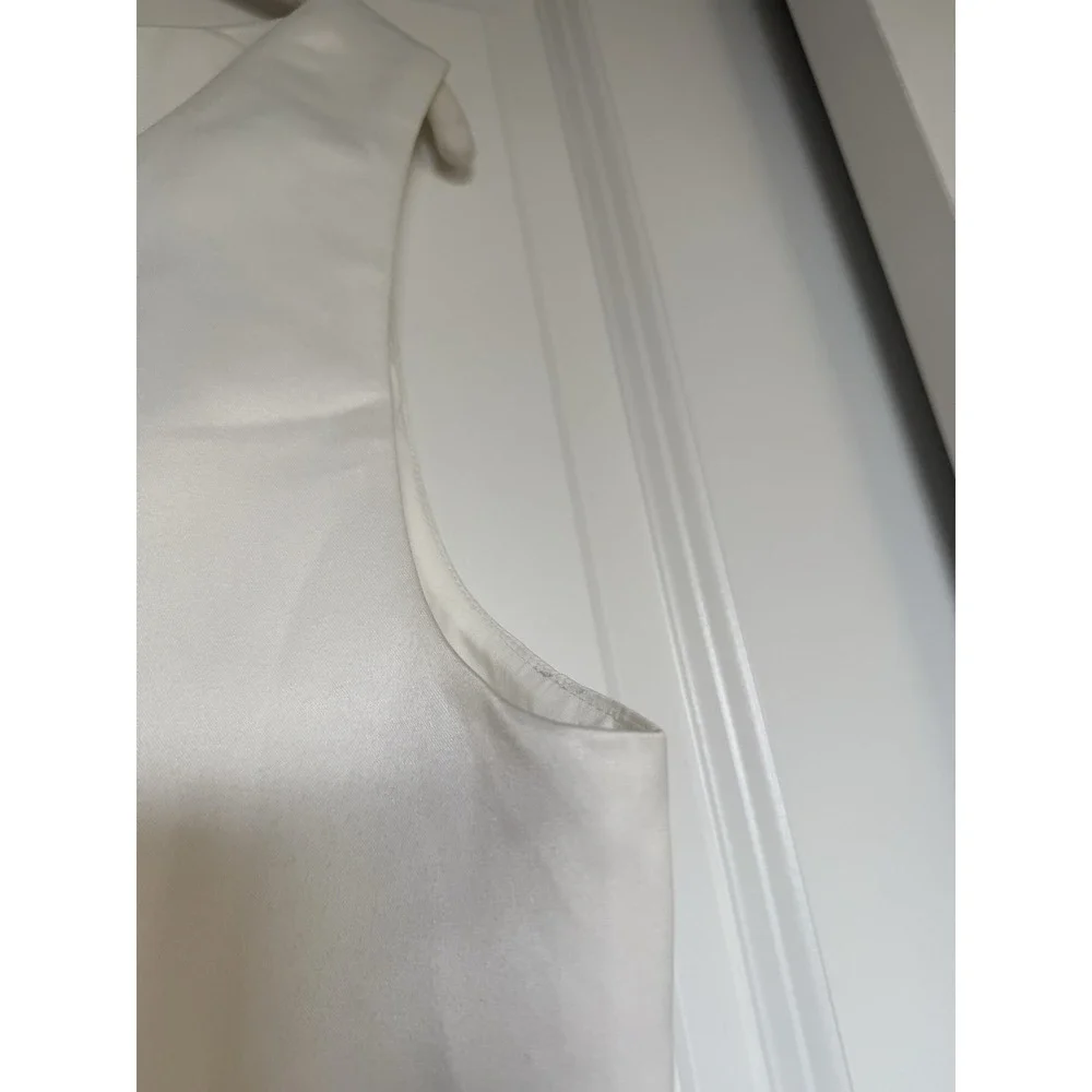 NWT Reformation Zenni Dress‎ Ivory Size 12 Bridal Boat Neck Satin V Neck Mini